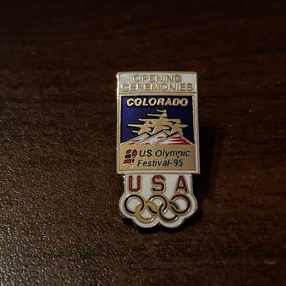 1995 U.S. Olympic Festival Colorado‎ Opening Ceremonies Team USA Lapel Hat Pin - Picture 1 of 3